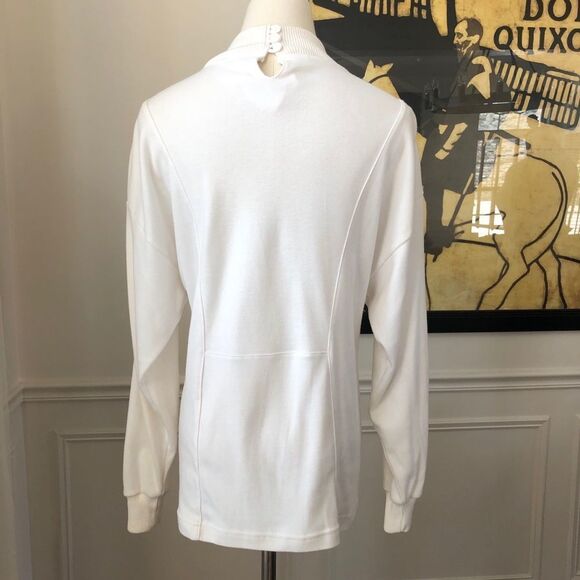 Vintage 80s 90s Mock Neck Appliqué Bling Top L - Picture 9 of 11